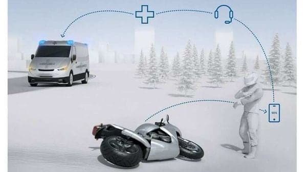 In case of an accident, the Bosch 'Help Connect' system automatically detects the change in angular position and speed of the motorcycle and responds by sending alert to emergency services. 