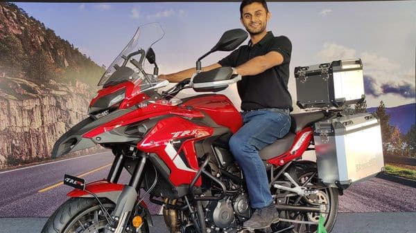 Mr. Vikas Jhabakh, Managing Director, Benelli India posing with the newly launched 2021 TRK 502 BS 6. 