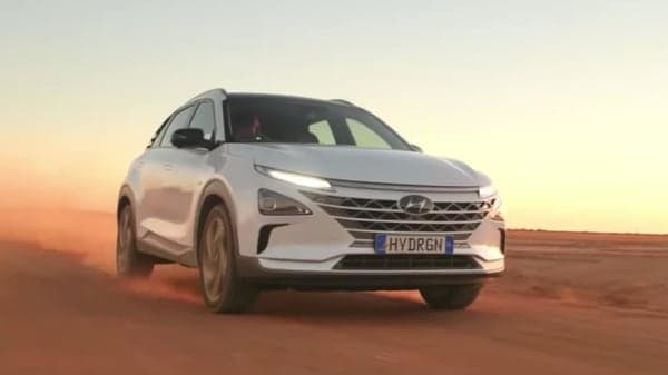 The Hyundai Nexo model which had set a record for the longest journey covered on a single tank of zero-emission hydrogen.