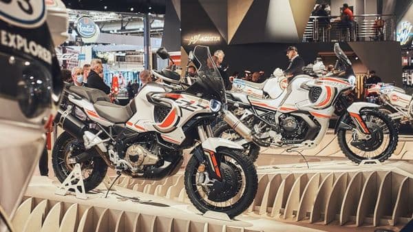 The two adventure motorcycle prototypes showcased at the EICMA 2021, namely Lucky Explorer 5.5 and Lucky Explorer 9.5 take inspiration from the old MV Agusta Cagiva Elefant. (Image: Facebook/MV Agusta)