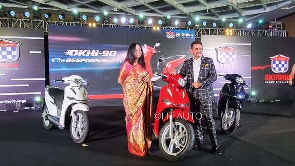 Okinawa Autotech Founder Jeetender Sharma with the newly-launched Okhi 90 electric scooter.