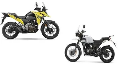 While the Suzuki V-Strom comes with a single-cylinder, 249 cc engine, the Himalayan gets a bigger displacement 411 cc single-cylinder engine.
