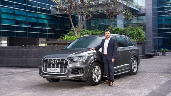 Balbir Singh Dhillon, Head of Audi India, posing with the new Audi Q7.