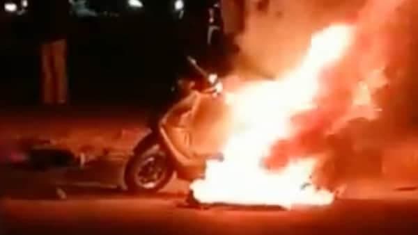 A Pure EV electric scooter was seen catching fire in Hyderabad on May 11.