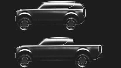 Volkswagen has teased the upcoming Scout electric SUV and pickup truck.