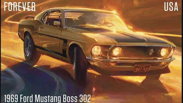 1969 Ford Mustang Boss 302 has found its way into the special postal stamp.