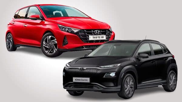 Hyundai Kona (bottom) and i20 hatchback (top) are some of the models up for grabs on discount ahead of Diwali.