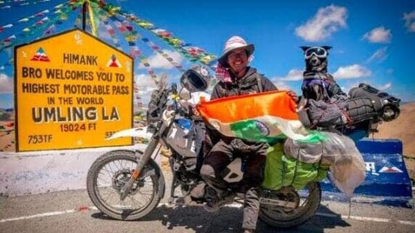 Rajkonwar hopes to have created a world record for travelling to such a scale with his pet dog on a bike.