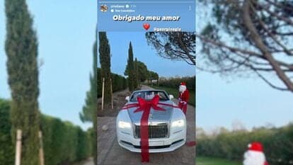 Cristiano Ronaldo shared the image of his new Rolls-Royce Dawn on Insta stories, thanking partner Georgina Rodriguez 