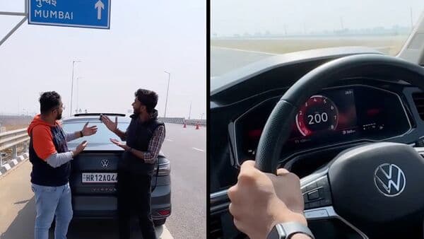 Video of a Volkswagen Virtus being driven at 200 kmph, much higher than prescribed speed limit on Delhi-Mumbai Expressway, has gone viral on social media. (Image courtesy: Instagram/@Daksh Ahlawat)