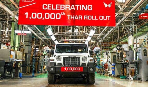 The landmark unit of Mahindra Thar was rolled out donning a white body colour. 