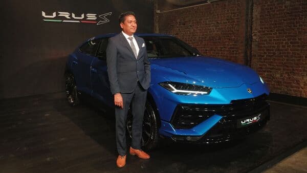 Sharad Agarwal, Head of Lamborghini India with the newly launched Urus S super SUV