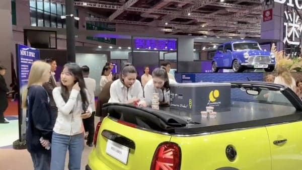 Screengrab from the video shot at BMW MINI pavilion at Shanghai Auto Show where Chinese nationals were refused free ice cream distributed by the carmaker, but entertained a foreigner moments later.