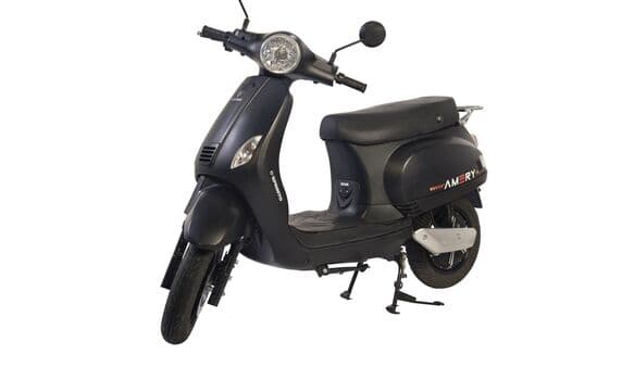 The electric scooter is offered in three colour schemes.