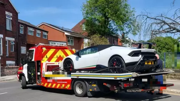 UK's Greater Manchester Police have seized two Lamborghini supercars for rowdy driving. (Image: GMP Traffic via The Sun)