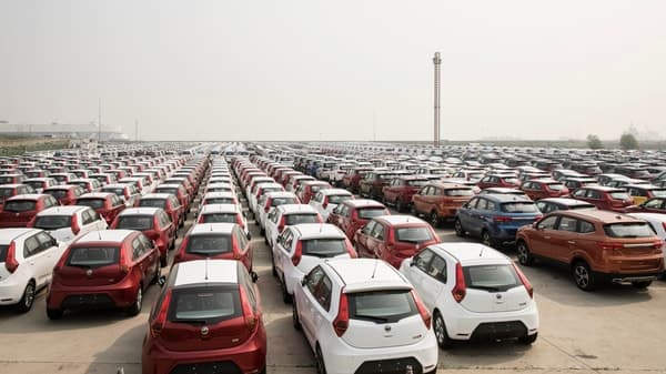 Made in China Volkswagen cars wait to be exported from Shanghai port. (File image)