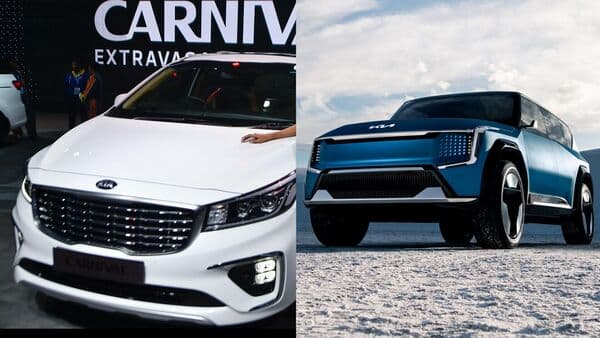 Kia KA4 (left), the new generation Carnival and the EV9 electric SUV (right) are two of the most anticipated models from the Korean auto giant expected to launch in India soon.