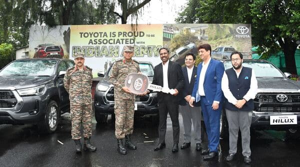 Indian Army taking delivery of the Toyota Hilux pick-up truck. 