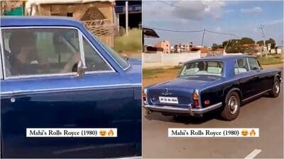 A recent video on social media shows MS Dhoni driving his vintage Rolls-Royce Silver Wraith II on the streets of Ranchi