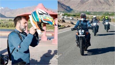 Rahul Gandhi shared images from his ride to the Pangong Lake in Ladakh on Instagram
