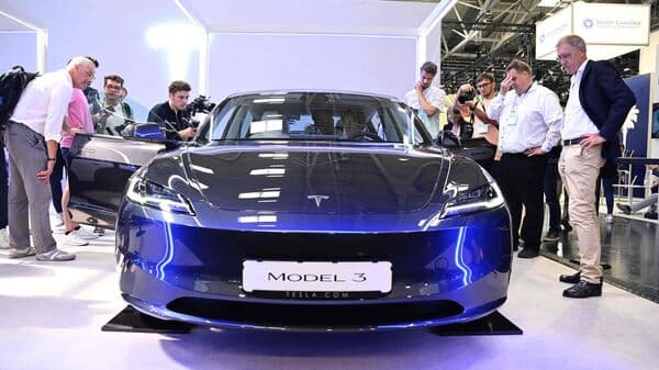 A Tesla model 3 car on display at the International Motor Show (IAA) in Munich. The world's most popular car brands are a data privacy nightmare, collecting and selling personal information in an age when driving is going increasingly digital, a study by Mozilla Foundation showed.