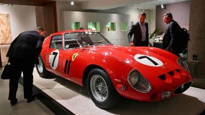 This 1962 Ferrari 250 GTO gleams its way into record books for the highest bid ever commanded by a Ferrari model.