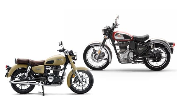Both motorcycles have a retro classic design.
