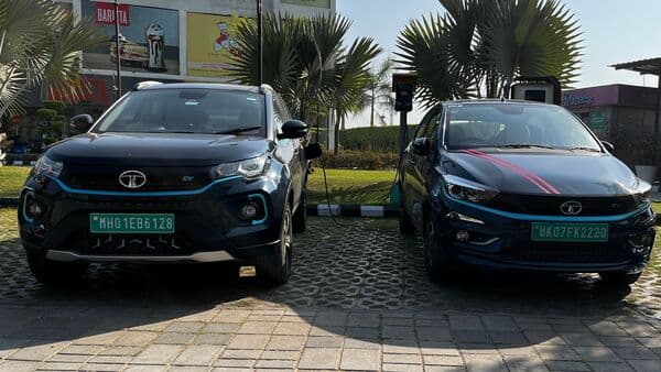 All in the family: A customer's Tiago EV gets a charge next to elder sibling Nexon EV Max. Multiple charge points at most locations ensures minimal wait times.