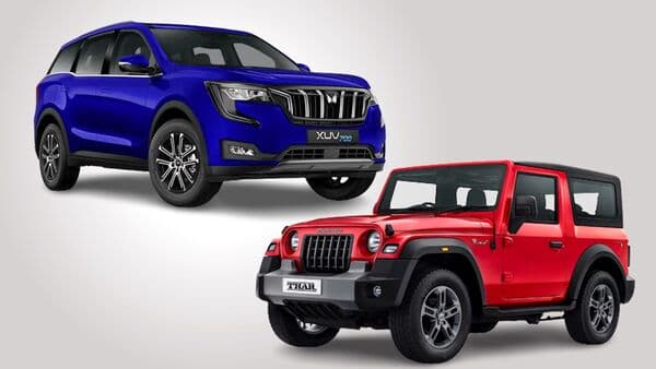Maindra XUV700 (in Blue) and Thar are some of the more popular SUV models from the Indian car manufacturer.