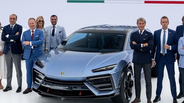 Stephan Winkelmann, CEO of Lamborghini with Lanzador concept.