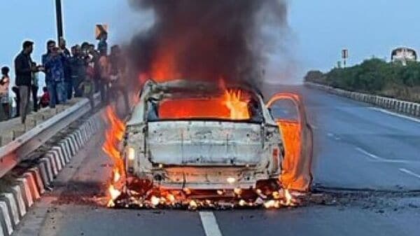 A Volvo C40 recharge has been seen getting engulfed in flames in Chattisgarh