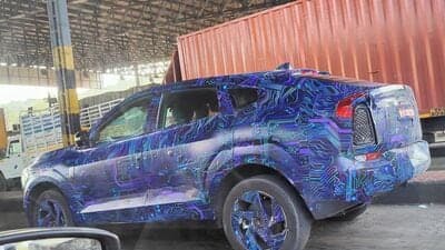 Mahindra is testing the XUV.e9 with an interesting camouflage. (Photo courtesy: Facebook/Anto Leo Thomson)