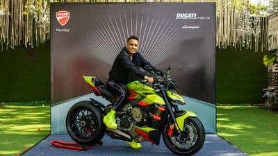 Mr. Abhishek Agarwal, founder of Purple Style Labs taking delivery of the first Ducati Streetfighter V4 Lamborghini in India. 