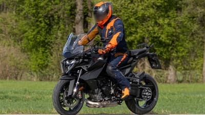 Spotted undergoing testing in Europe, the KTM 1390 Super Duke GT boasts a revised subframe for improved luggage capacity, a comfortable pillion seat, and a new bodywork design. (Cycle World)