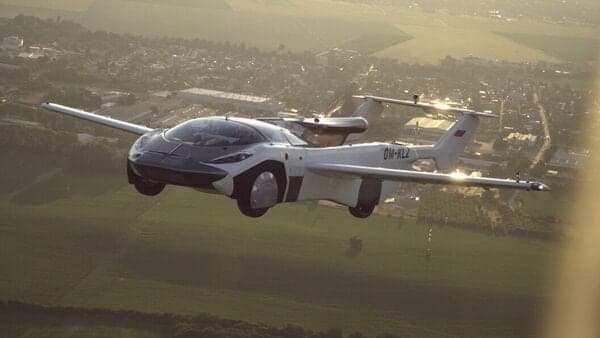 File photo of AirCar flying car during the course of its maiden test flight in Slovakia.