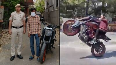 A man was arrested by Delhi Police for performing stunts to make reels on social media from Rajouri Garden in west Delhi. He has been booked and his KTM bike has been seized.