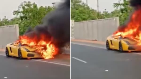 Video of a Lamborghini Gallardo sports car set ablaze in Hyderabad went viral across social media.