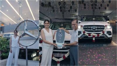 Actor Sai Tamhankar recently picked up the white Mercedes-Benz GLE luxury SUV on the occasion of Gudi Padwa