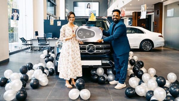 Mona Singh taking delivery of her new Mercedes-Benz GLE